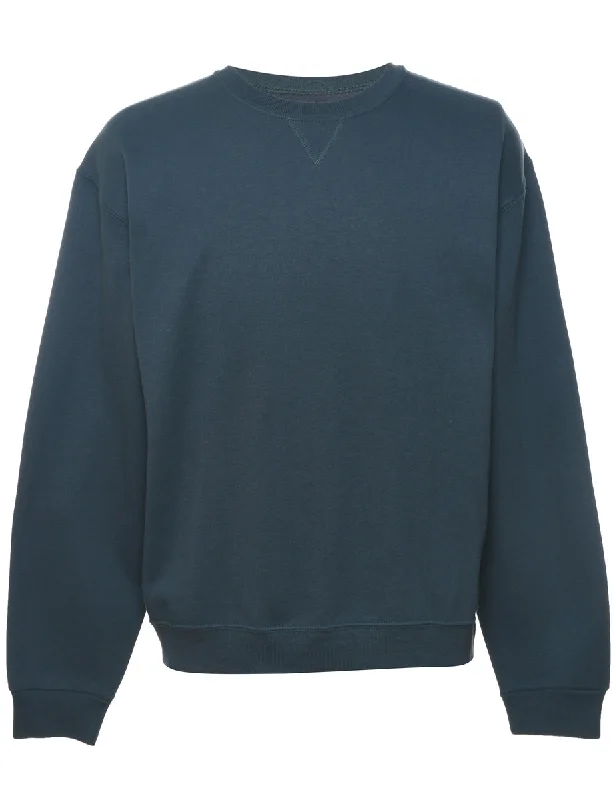 Dark Green Plain Sweatshirt - M