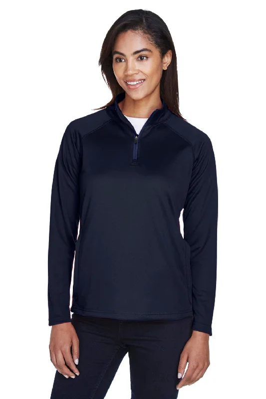 Devon & Jones Womens Compass Stretch Tech Moisture Wicking 1/4 Zip Sweatshirt - Navy Blue