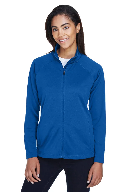 Devon & Jones Womens Compass Stretch Tech Moisture Wicking Full Zip Sweatshirt - True Royal Blue