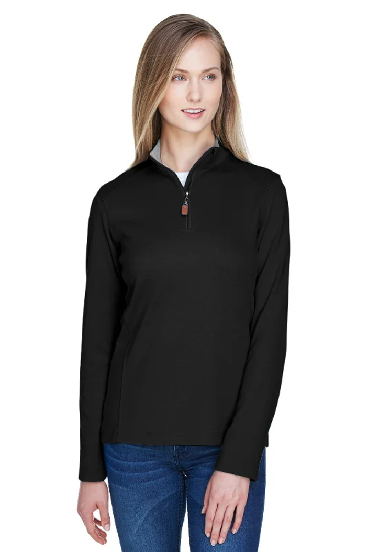 Devon & Jones Womens DryTec20 Performance Moisture Wicking 1/4 Zip Sweatshirt - Black