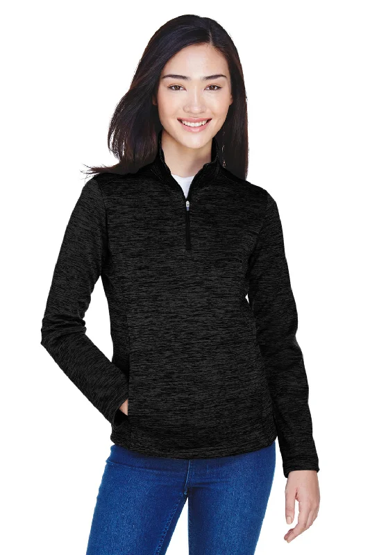 Devon & Jones Womens Newbury Fleece 1/4 Zip Sweatshirt - Heather Black