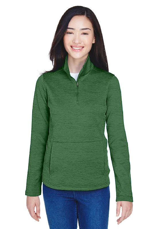 Devon & Jones Womens Newbury Fleece 1/4 Zip Sweatshirt - Heather Forest Green