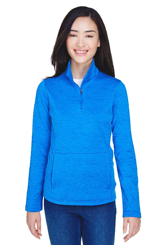 Devon & Jones Womens Newbury Fleece 1/4 Zip Sweatshirt - Heather French Blue