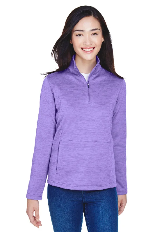 Devon & Jones Womens Newbury Fleece 1/4 Zip Sweatshirt - Heather Grape Purple