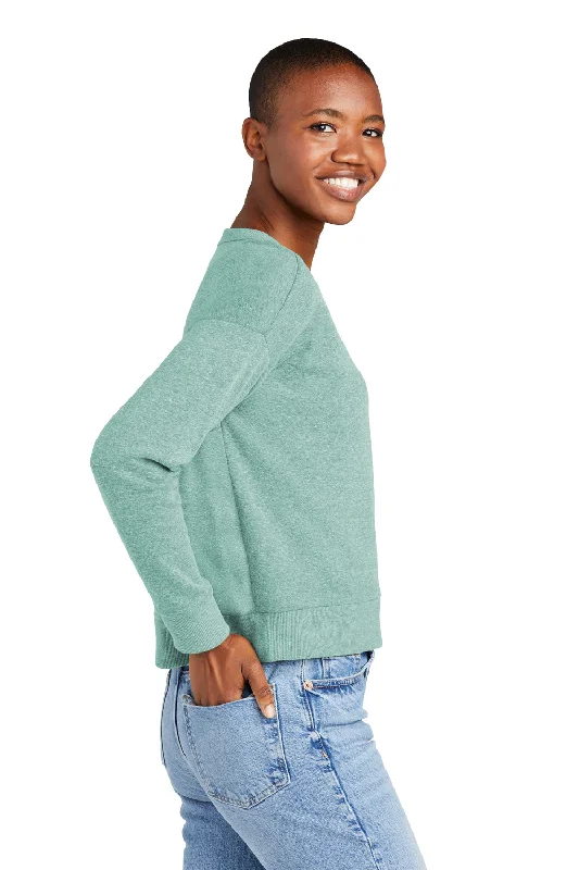 District Womens Perfect Tri Fleece V-Neck Sweatshirt - Heather Eucalyptus Blue