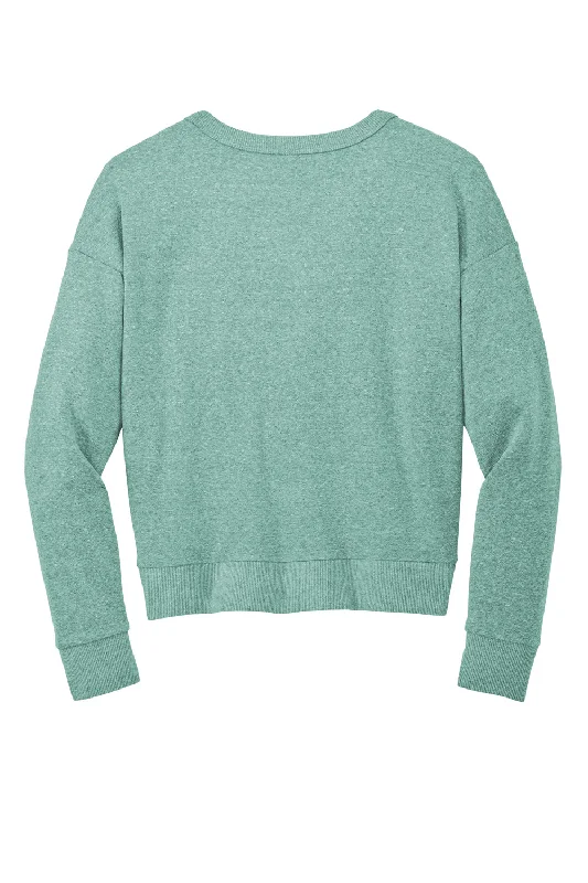 District Womens Perfect Tri Fleece V-Neck Sweatshirt - Heather Eucalyptus Blue