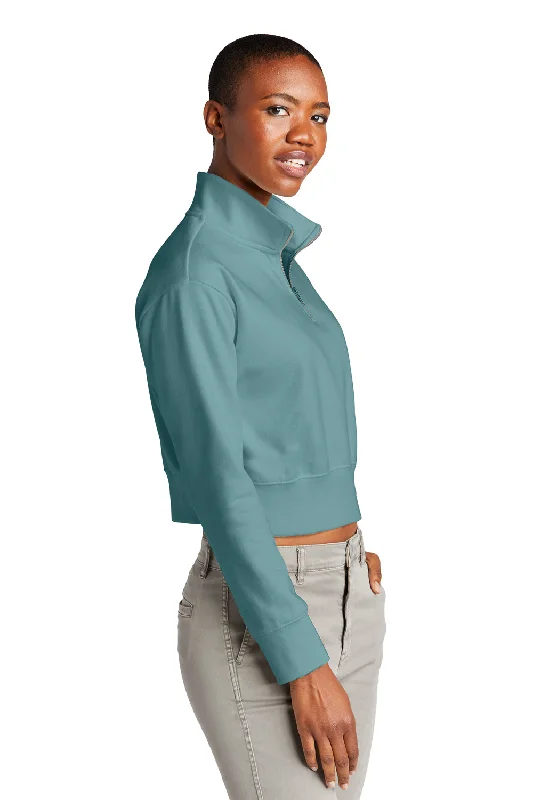 District Womens V.I.T. Fleece 1/4 Zip Sweatshirt - Eucalyptus Blue