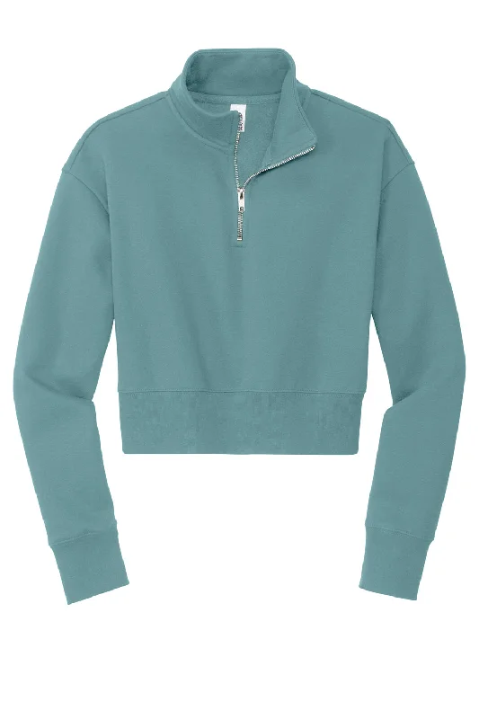 District Womens V.I.T. Fleece 1/4 Zip Sweatshirt - Eucalyptus Blue