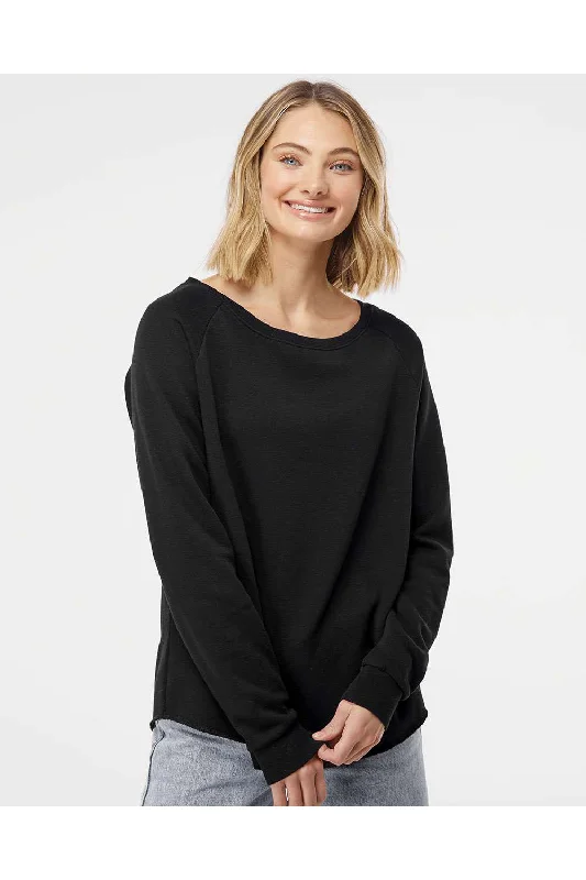 Independent Trading Co. Womens California Wave Wash Crewneck Sweatshirt - Black - NEW