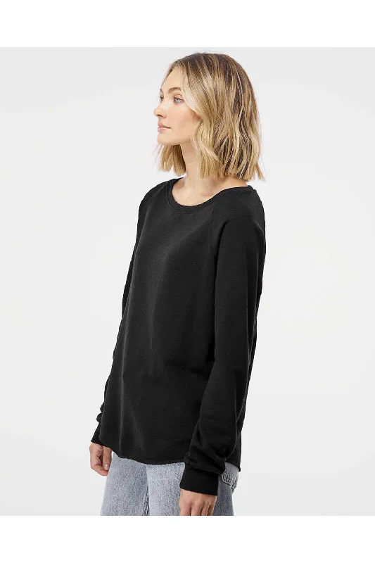 Independent Trading Co. Womens California Wave Wash Crewneck Sweatshirt - Black - NEW