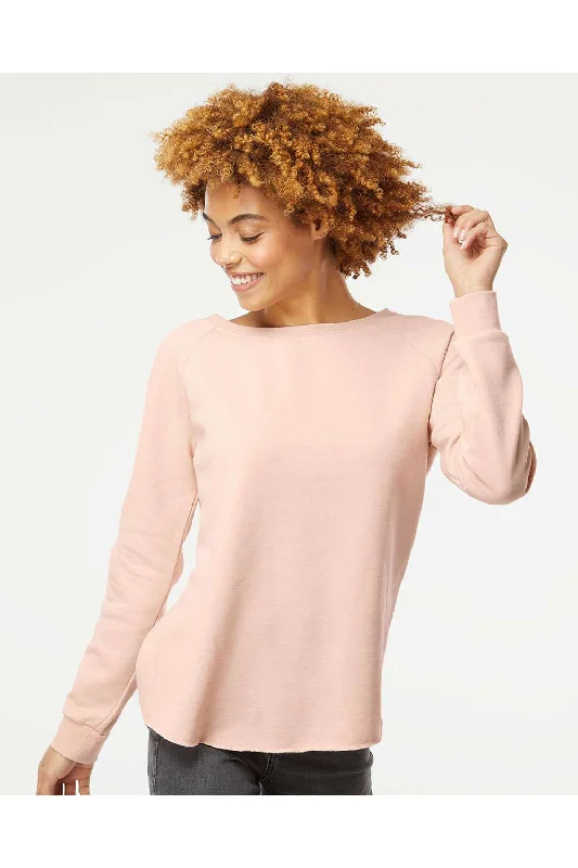 Independent Trading Co. Womens California Wave Wash Crewneck Sweatshirt - Blush Pink - NEW