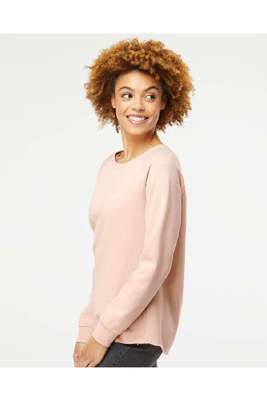 Independent Trading Co. Womens California Wave Wash Crewneck Sweatshirt - Blush Pink - NEW