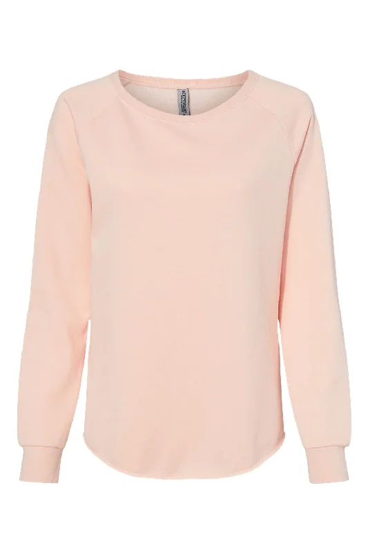 Independent Trading Co. Womens California Wave Wash Crewneck Sweatshirt - Blush Pink - NEW