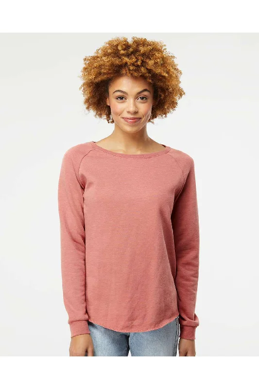 Independent Trading Co. Womens California Wave Wash Crewneck Sweatshirt - Dusty Rose - NEW