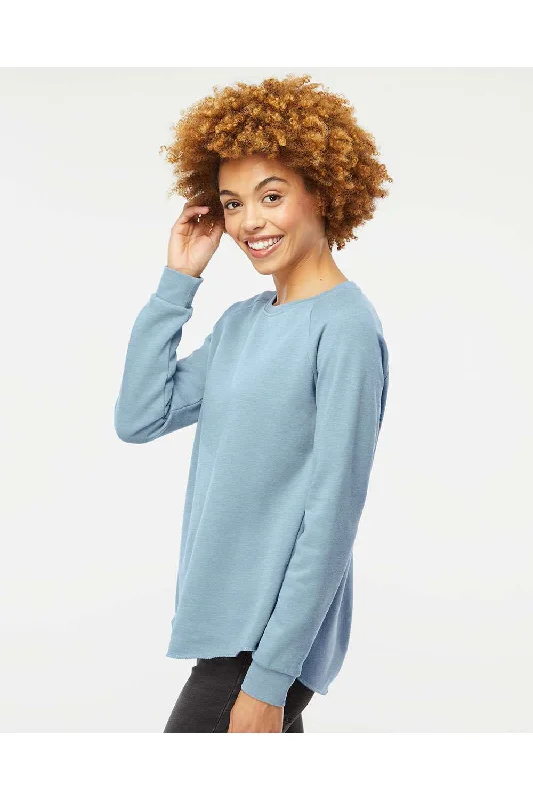 Independent Trading Co. Womens California Wave Wash Crewneck Sweatshirt - Misty Blue - NEW