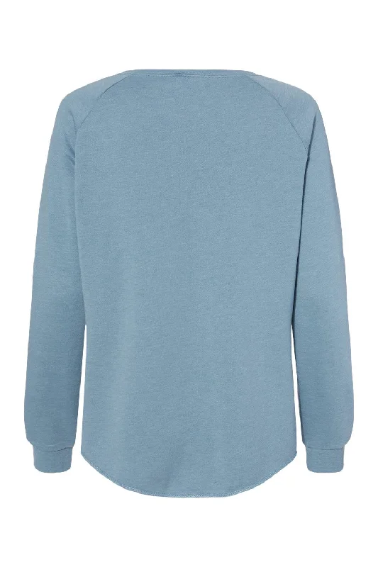 Independent Trading Co. Womens California Wave Wash Crewneck Sweatshirt - Misty Blue - NEW