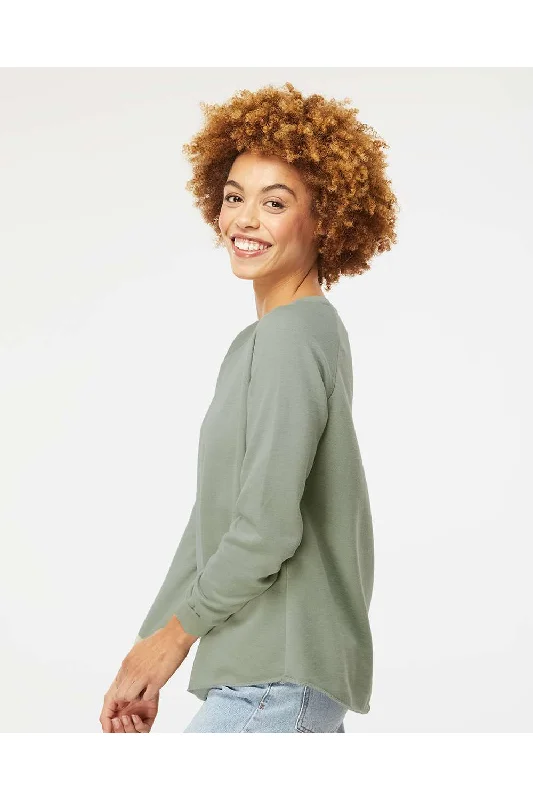 Independent Trading Co. Womens California Wave Wash Crewneck Sweatshirt - Sage Green - NEW