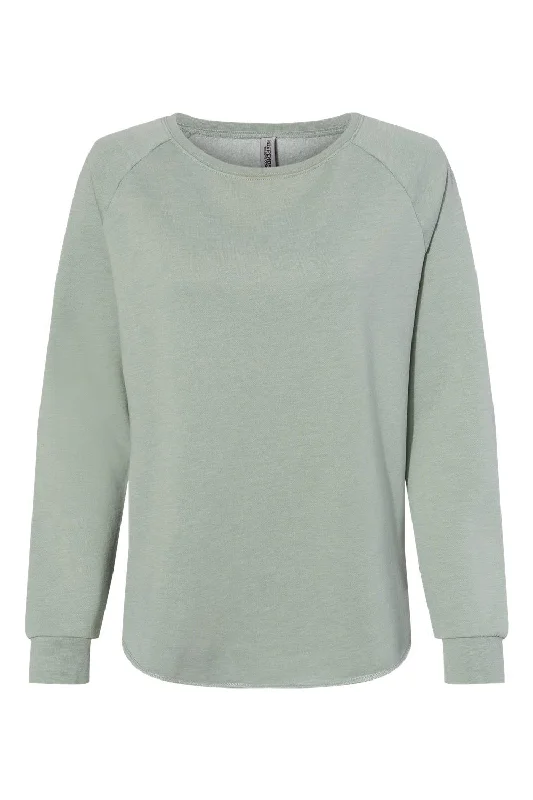 Independent Trading Co. Womens California Wave Wash Crewneck Sweatshirt - Sage Green - NEW