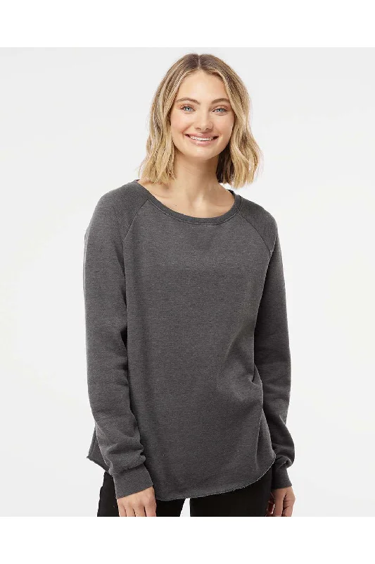 Independent Trading Co. Womens California Wave Wash Crewneck Sweatshirt - Shadow Grey - NEW