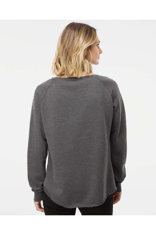 Independent Trading Co. Womens California Wave Wash Crewneck Sweatshirt - Shadow Grey - NEW