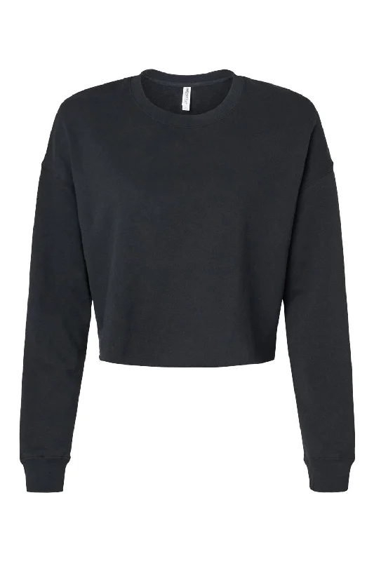 Independent Trading Co. Womens Crop Crewneck Sweatshirt - Black - NEW