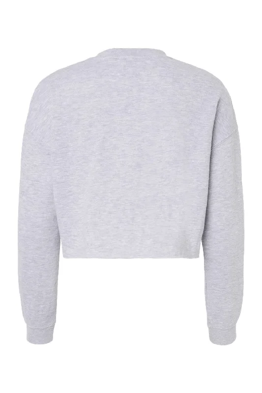 Independent Trading Co. Womens Crop Crewneck Sweatshirt - Heather Grey - NEW