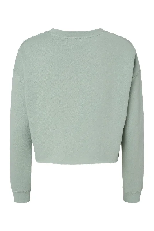 Independent Trading Co. Womens Crop Crewneck Sweatshirt - Sage Green - NEW