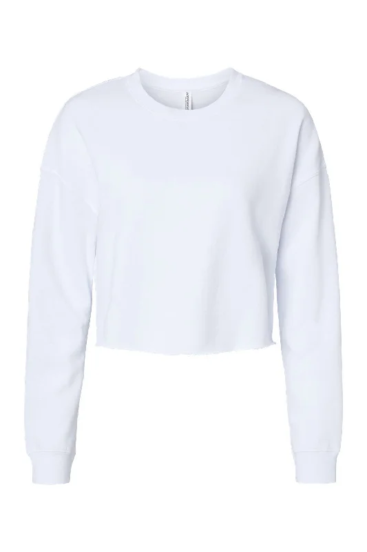 Independent Trading Co. Womens Crop Crewneck Sweatshirt - White - NEW