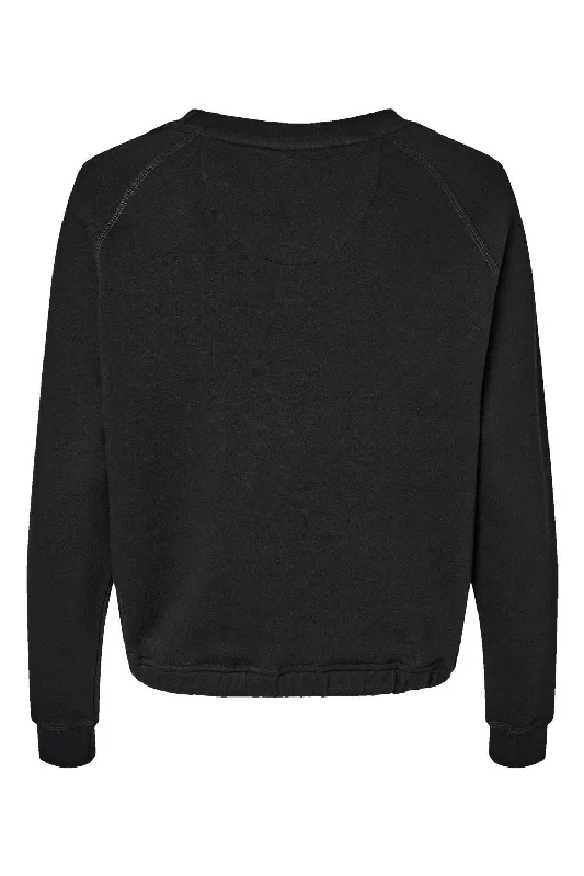 LAT Womens Relaxed Boxy Fleece Crewneck Sweatshirt - Black - NEW