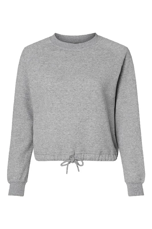 LAT Womens Relaxed Boxy Fleece Crewneck Sweatshirt - Heather Grey - NEW