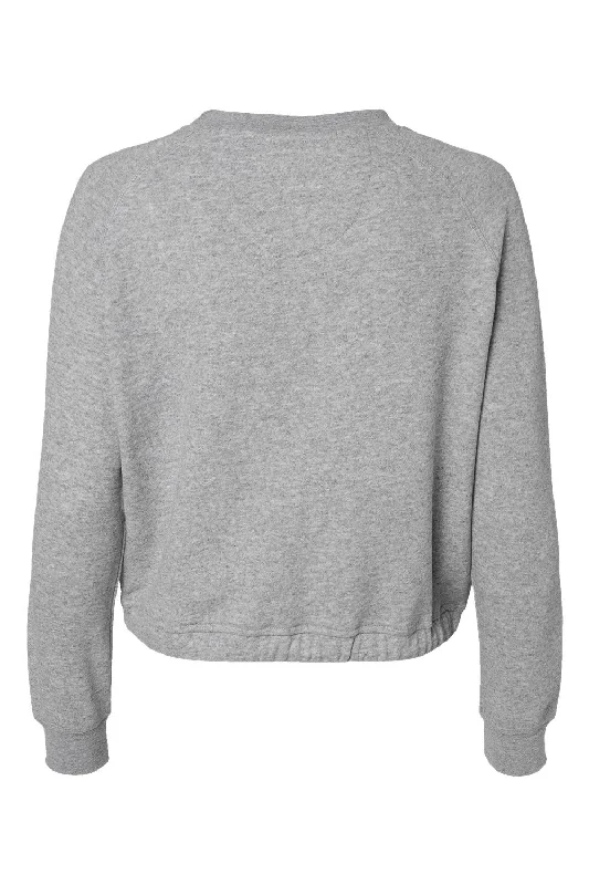 LAT Womens Relaxed Boxy Fleece Crewneck Sweatshirt - Heather Grey - NEW