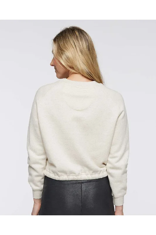 LAT Womens Relaxed Boxy Fleece Crewneck Sweatshirt - Heather Natural - NEW