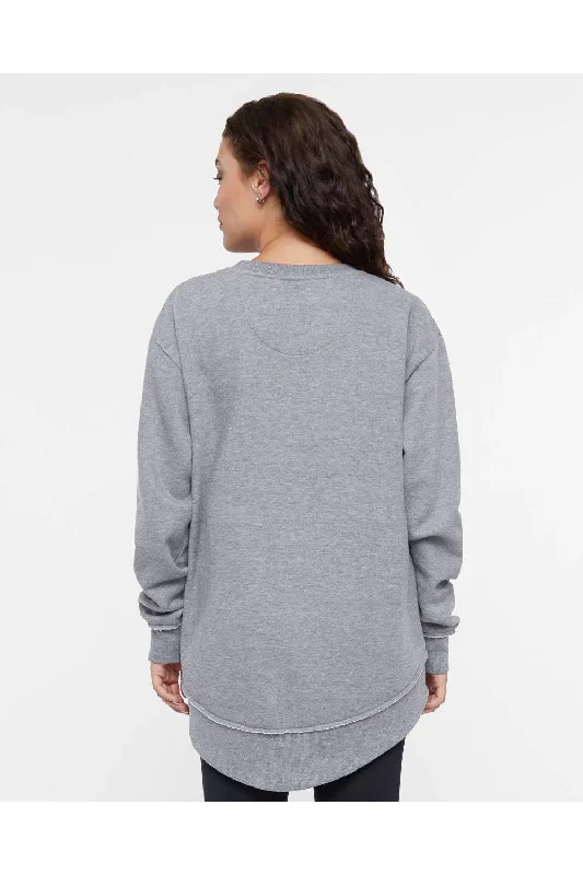 LAT Womens Weekend Fleece Crewneck Sweatshirt - Heather Granite Grey - NEW