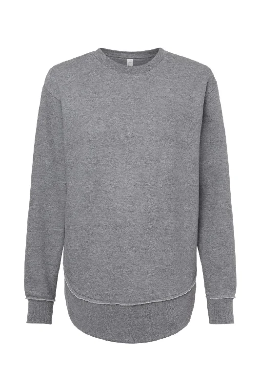 LAT Womens Weekend Fleece Crewneck Sweatshirt - Heather Granite Grey - NEW