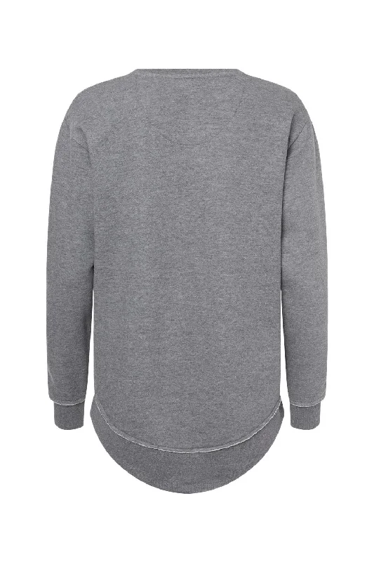 LAT Womens Weekend Fleece Crewneck Sweatshirt - Heather Granite Grey - NEW