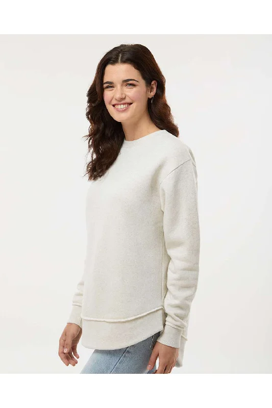 LAT Womens Weekend Fleece Crewneck Sweatshirt - Heather Natural - NEW