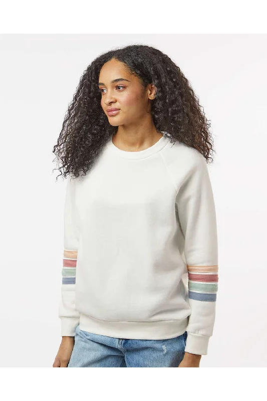 MV Sport Womens Striped Sleeves Crewneck Sweatshirt - Ivory - NEW