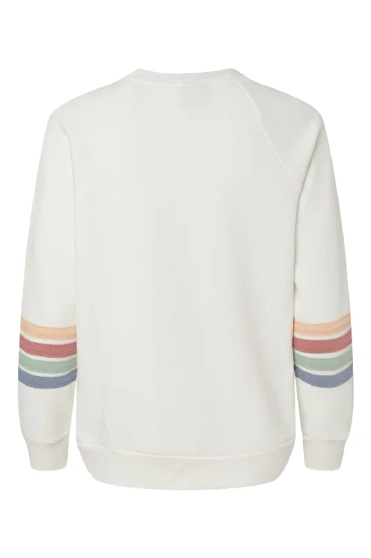 MV Sport Womens Striped Sleeves Crewneck Sweatshirt - Ivory - NEW