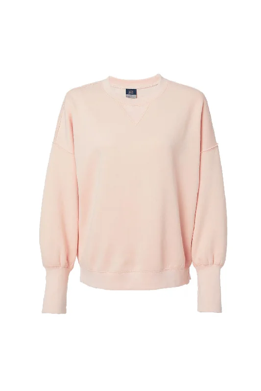 MV Sport Womens Sueded Fleece Crewneck Sweatshirt - Cameo Pink - NEW