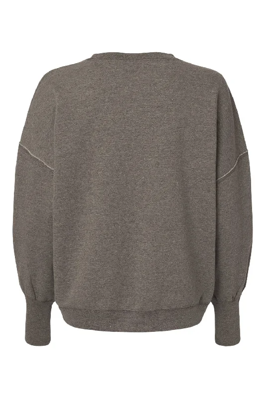 MV Sport Womens Sueded Fleece Crewneck Sweatshirt - Charcoal Grey - NEW