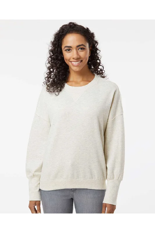 MV Sport Womens Sueded Fleece Crewneck Sweatshirt - Oatmeal - NEW