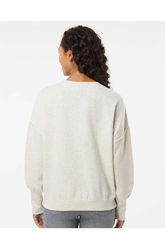 MV Sport Womens Sueded Fleece Crewneck Sweatshirt - Oatmeal - NEW