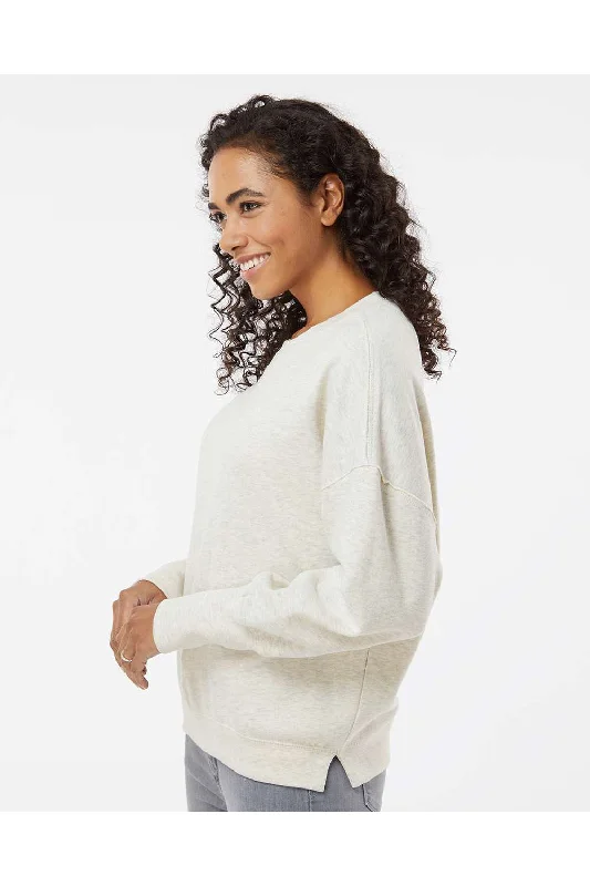 MV Sport Womens Sueded Fleece Crewneck Sweatshirt - Oatmeal - NEW