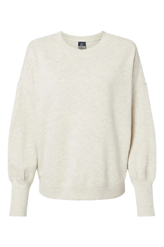 MV Sport Womens Sueded Fleece Crewneck Sweatshirt - Oatmeal - NEW