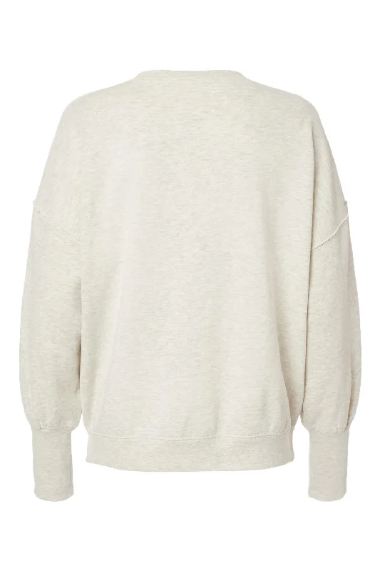 MV Sport Womens Sueded Fleece Crewneck Sweatshirt - Oatmeal - NEW