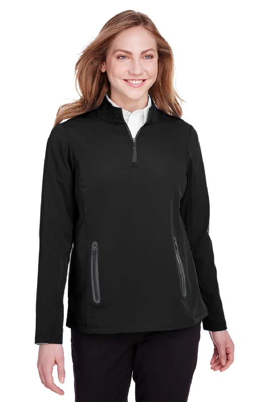 North End Womens Quest Performance Moisture Wicking 1/4 Zip Sweatshirt - Black/Carbon Grey