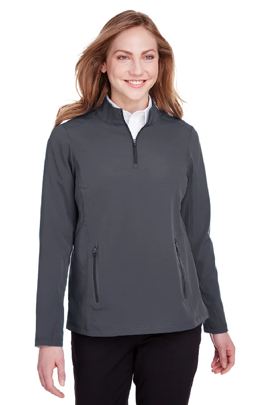 North End Womens Quest Performance Moisture Wicking 1/4 Zip Sweatshirt - Carbon Grey/Black