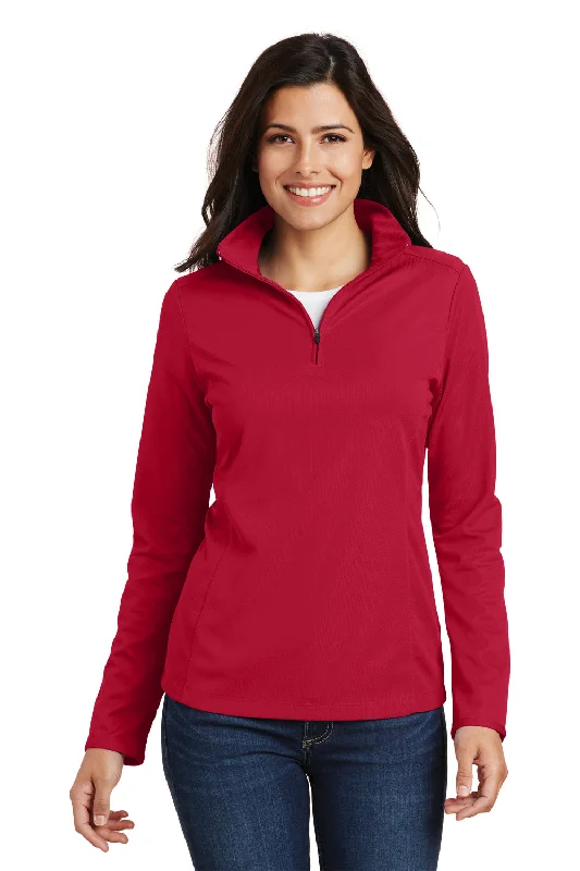 Port Authority Womens Moisture Wicking 1/4 Zip Sweatshirt - Rich Red - Closeout