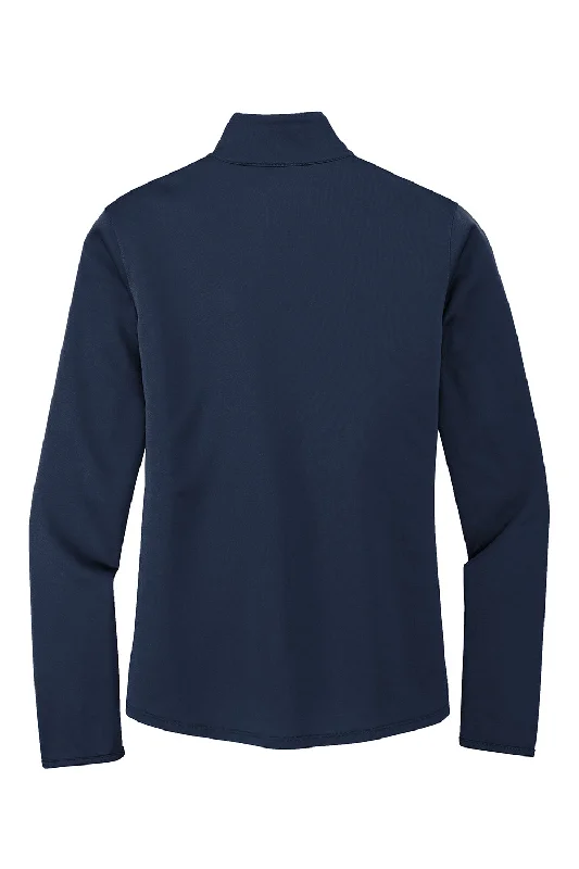 Port Authority Womens Silk Touch Performance Moisture Wicking 1/4 Zip Sweatshirt - Navy Blue/Steel Grey