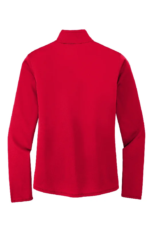 Port Authority Womens Silk Touch Performance Moisture Wicking 1/4 Zip Sweatshirt - Red/Black